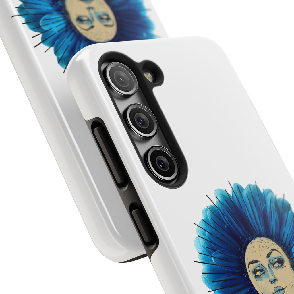 Tough Phone Case — Blue flower Face Protective Phone Cover