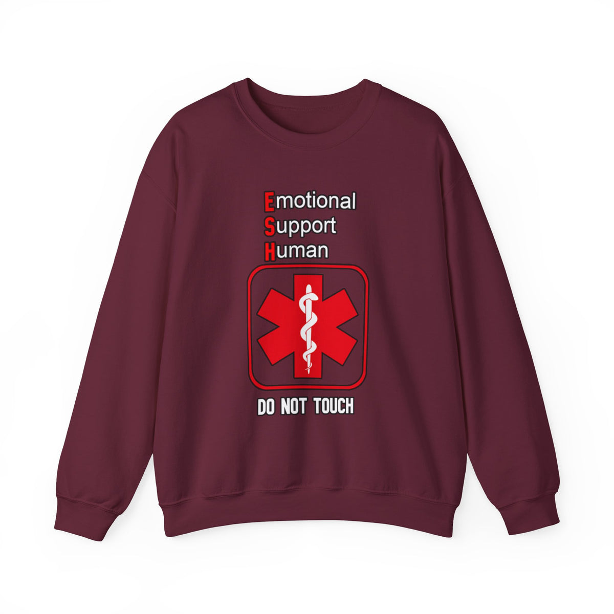 Emotional Support Human Sweatshirt – Medical Symbol “Do Not Touch” Crewneck