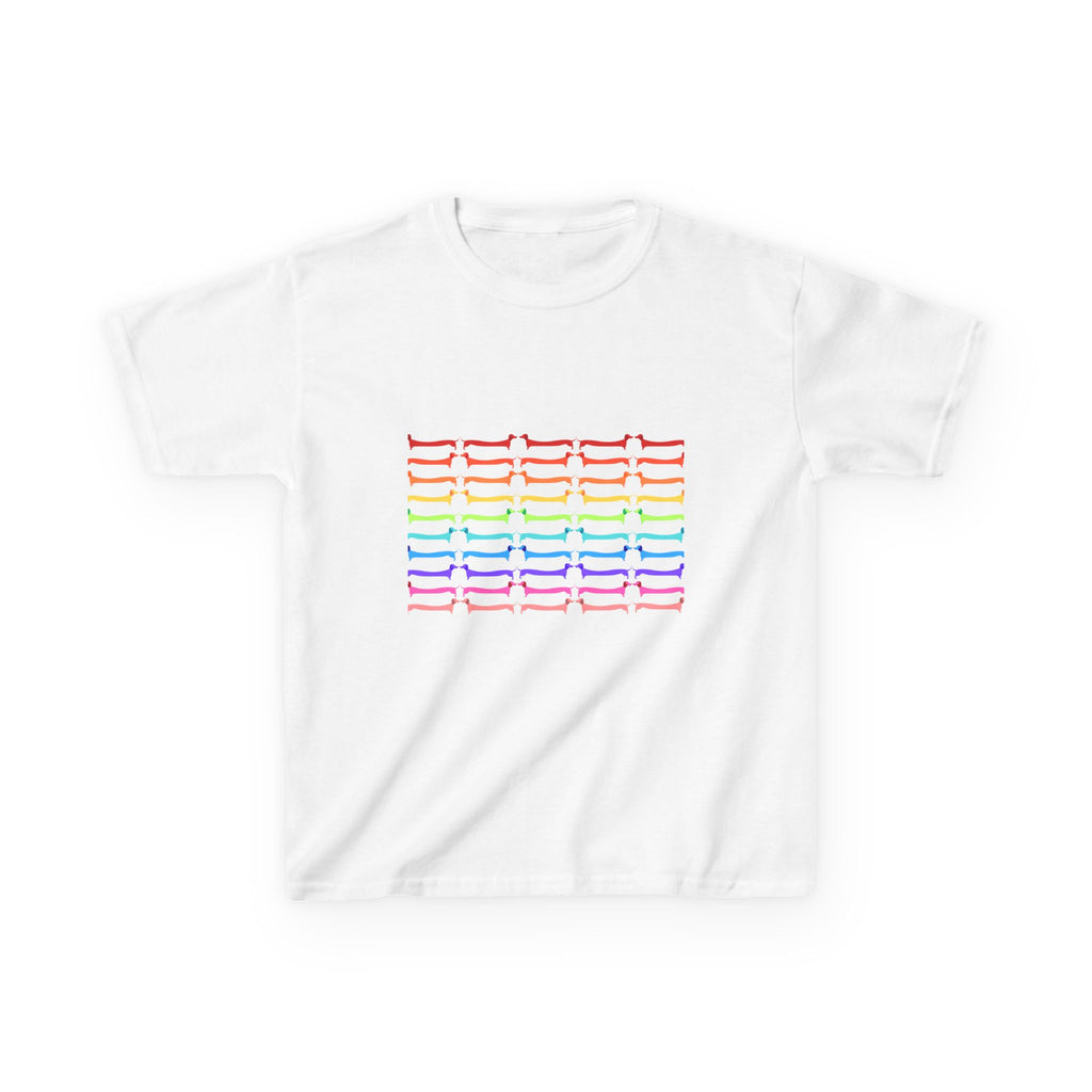 Youth Rainbow Dachshund Pattern Cute Dog Graphic Tee