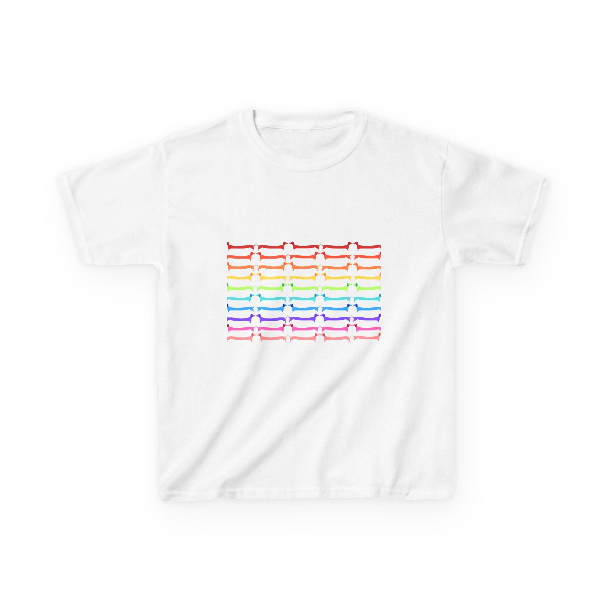 Youth Rainbow Dachshund Pattern Cute Dog Graphic Tee
