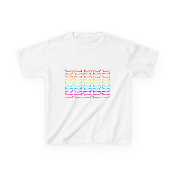 Youth Rainbow Dachshund Pattern Cute Dog Graphic Tee