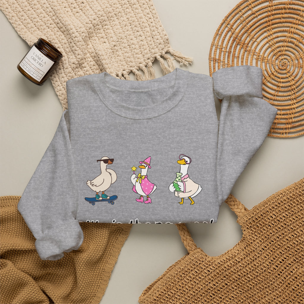 Silly Is The New Cool Sweatshirt — Cute Dancing Ducks Graphic Crewneck