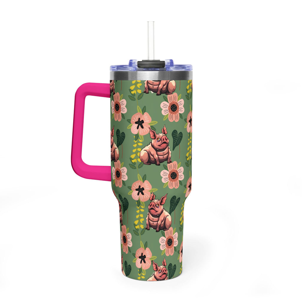 40oz Floral Squonk Tumbler — Insulated Vacuum Travel Mug