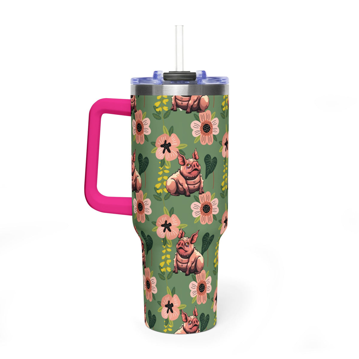 40oz Floral Squonk Tumbler — Insulated Vacuum Travel Mug