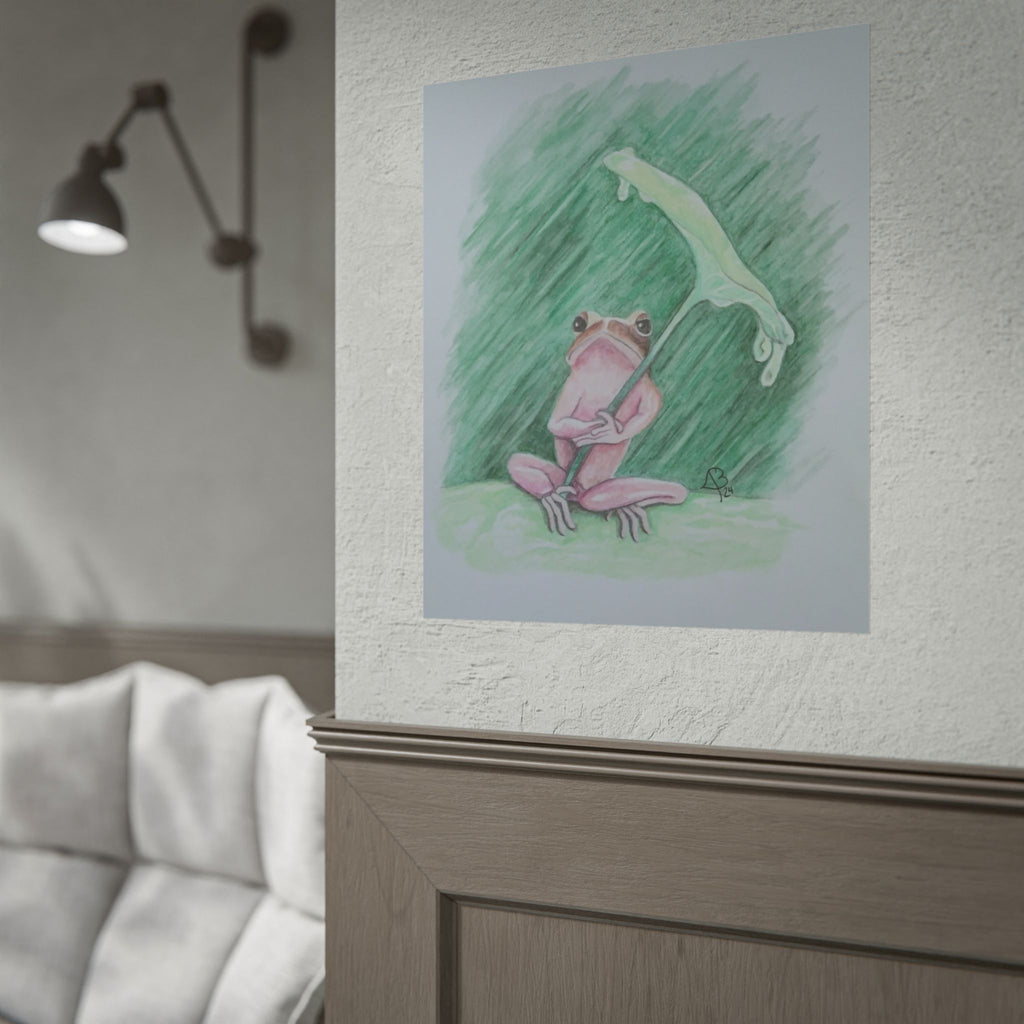 Whimsical Pink Frog Art Print for Nursery & Nature Lovers
