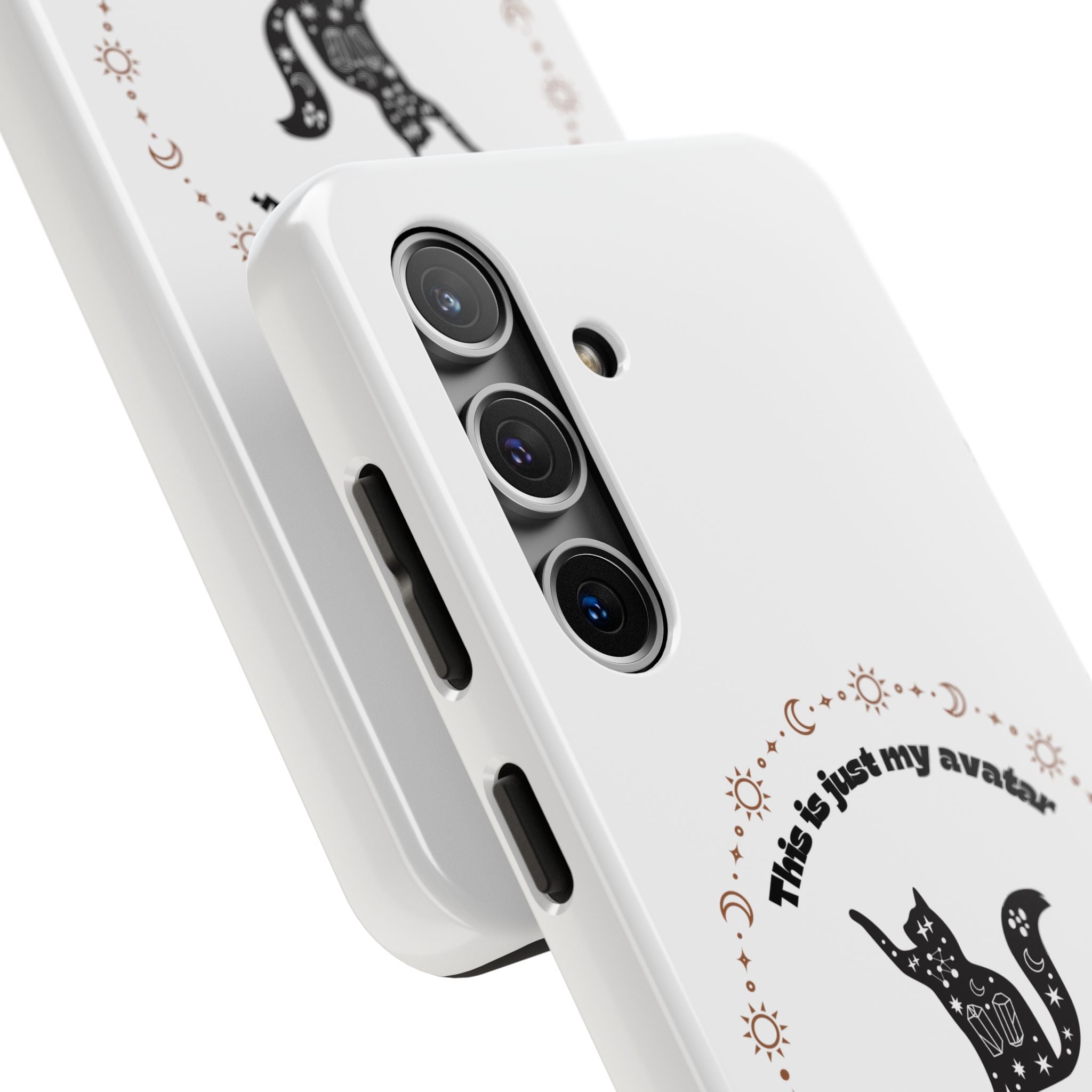Tough Phone Case — “This Is Just My Avatar, I’m Really a Housecat” Cute Celestial Cat Protective Cover