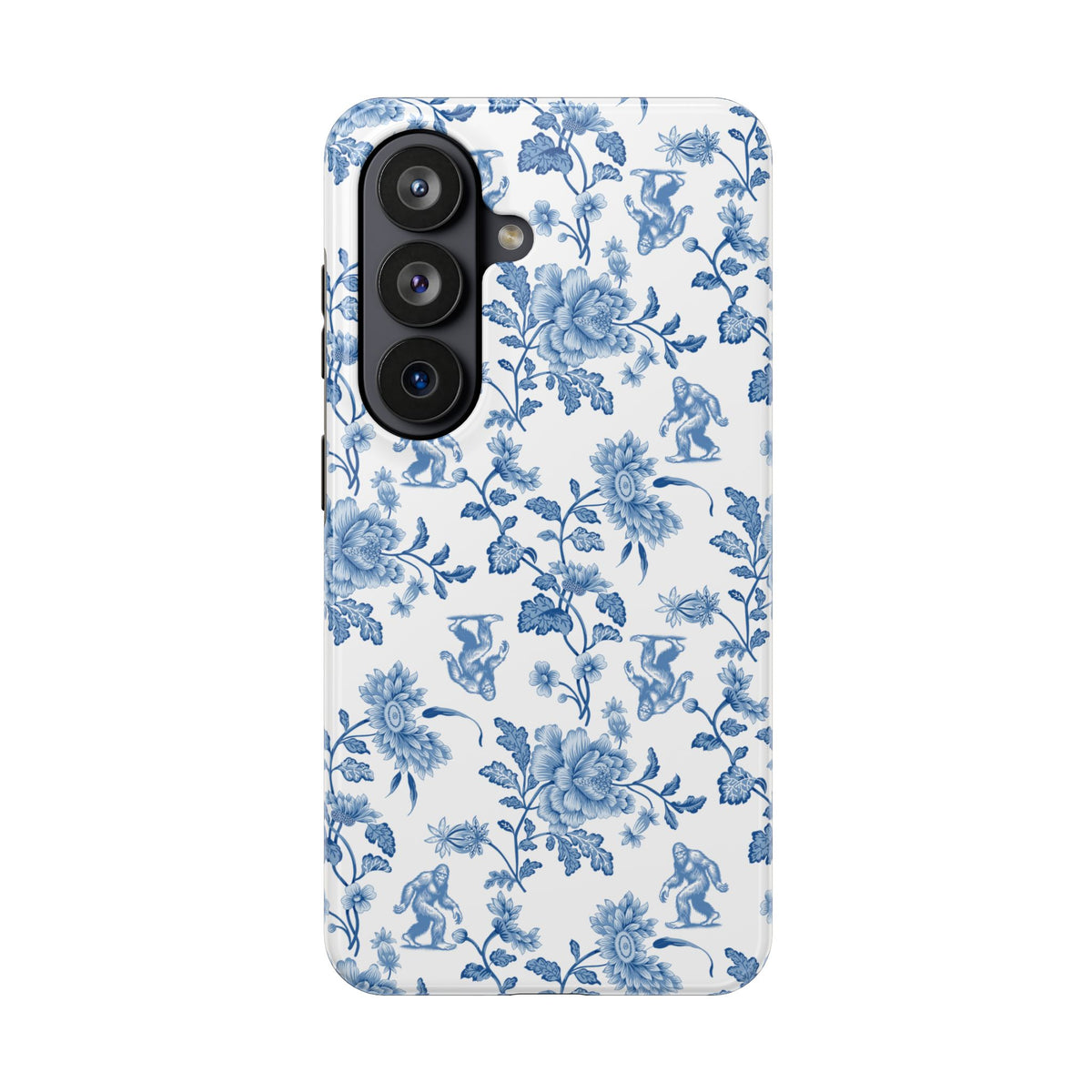 Bigfoot Floral Porcelain Tough Phone Case — Vintage Delft Pattern Protective Phone Case