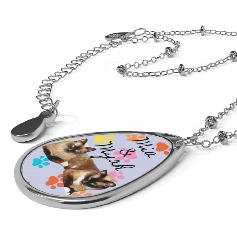 Personalized Oval Photo Necklace — Custom Pet Photo Teardrop Pendant