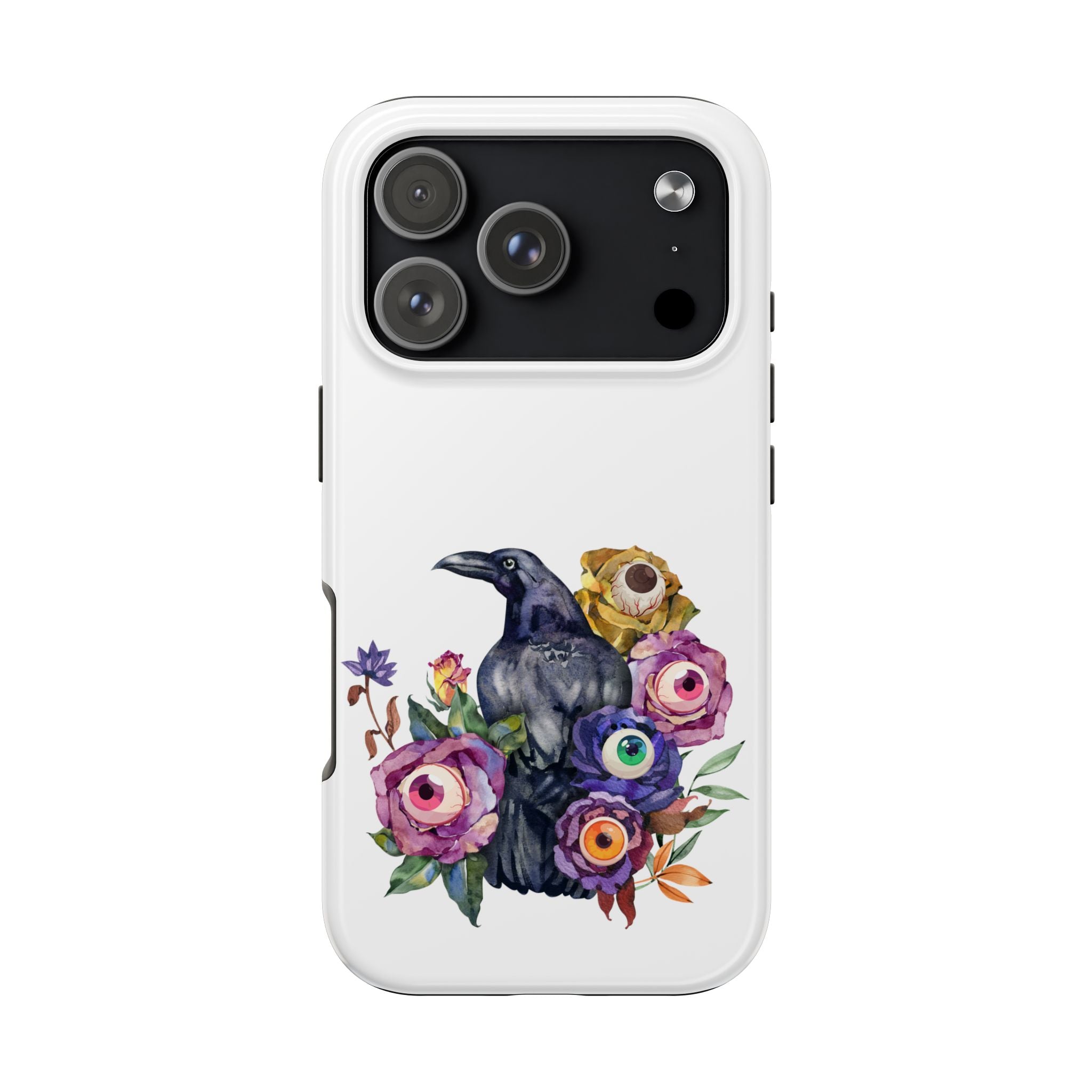 'Surreal' Tough Phone Case — Protective Phone Cover with Raven and Bouquet Design
