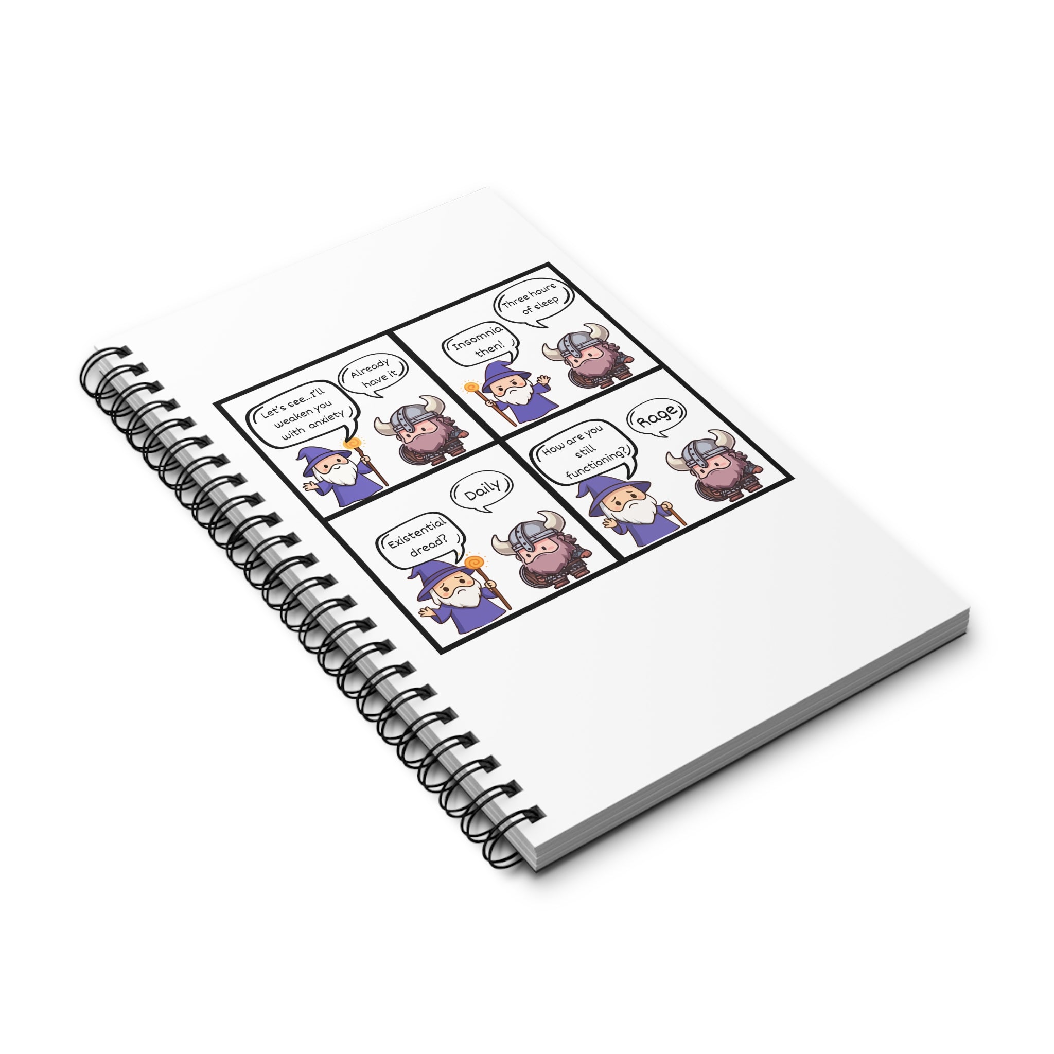 Cute Comic Spiral Journal – D&D Themed Notebook