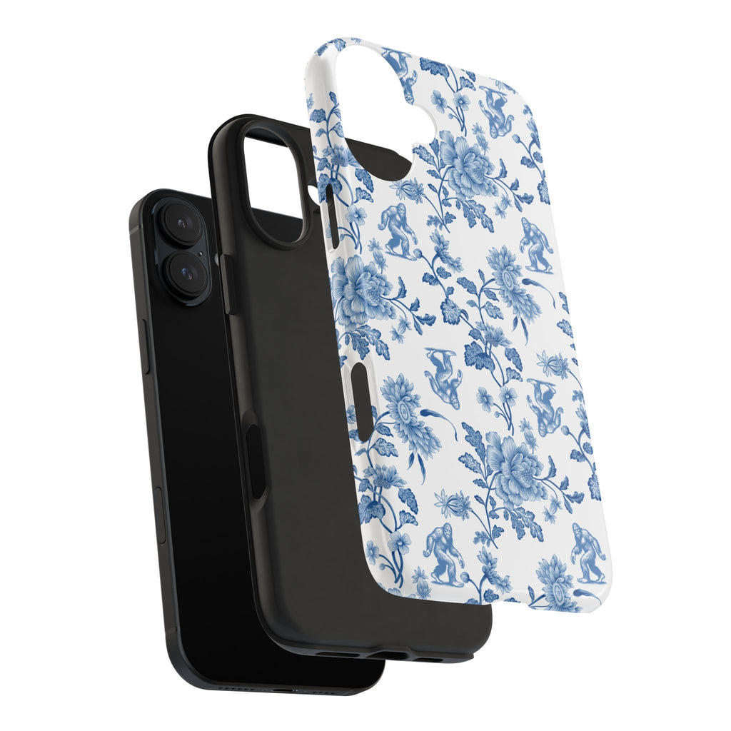 Bigfoot Floral Porcelain Tough Phone Case — Vintage Delft Pattern Protective Phone Case