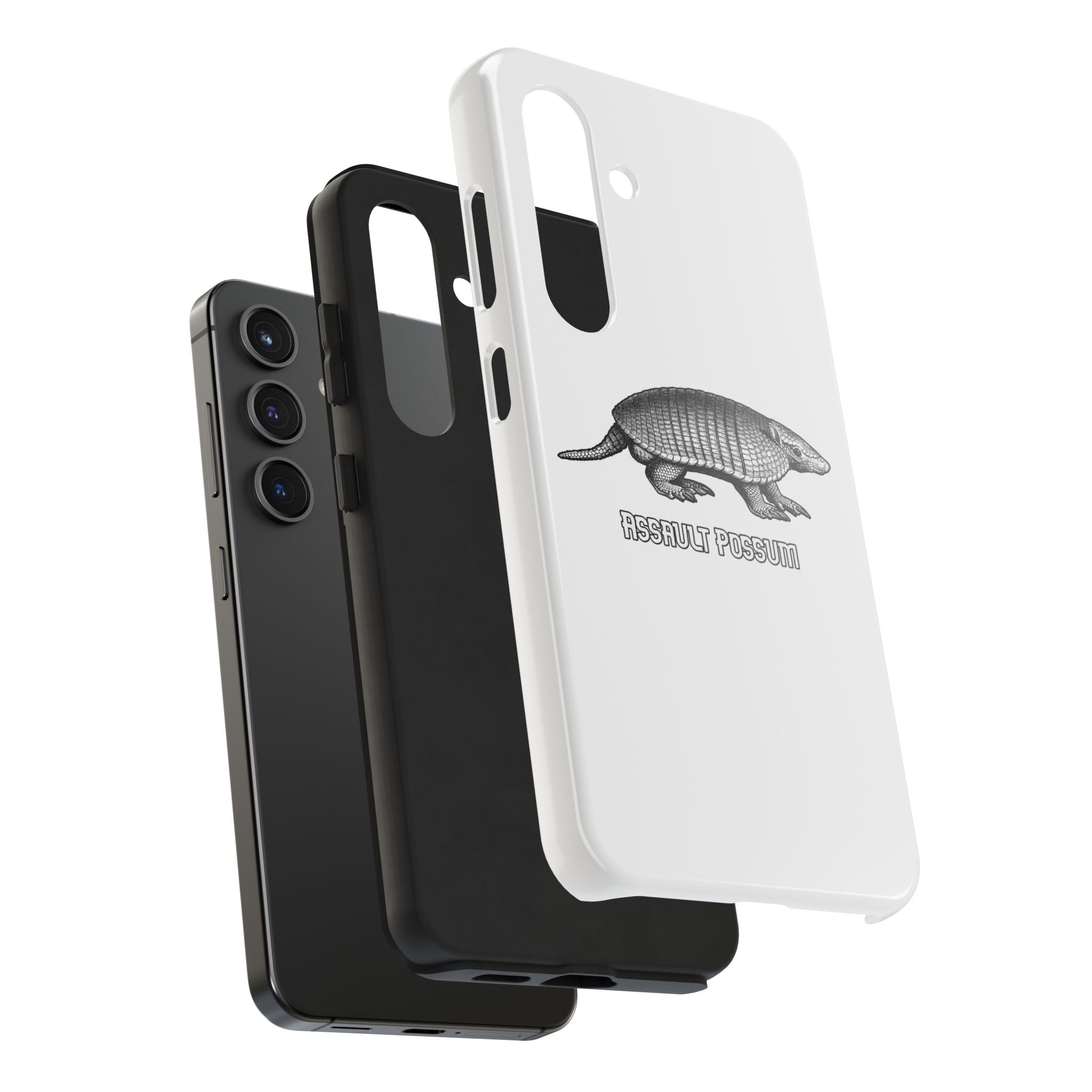 Tough Phone Case — "Assault Possum" Armadillo Graphic, Rugged Protective Phone Cover