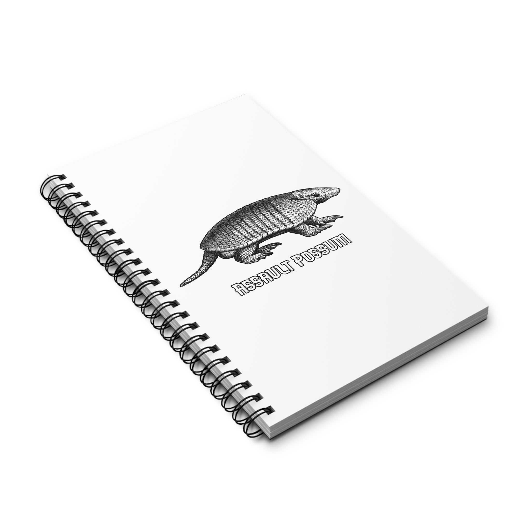 Spiral Journal — 'Assault Possum' Vintage Armadillo Illustration Notebook