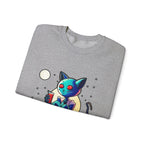 Alien Cat Crewneck Sweatshirt — Neon Cosmic Cat Graphic