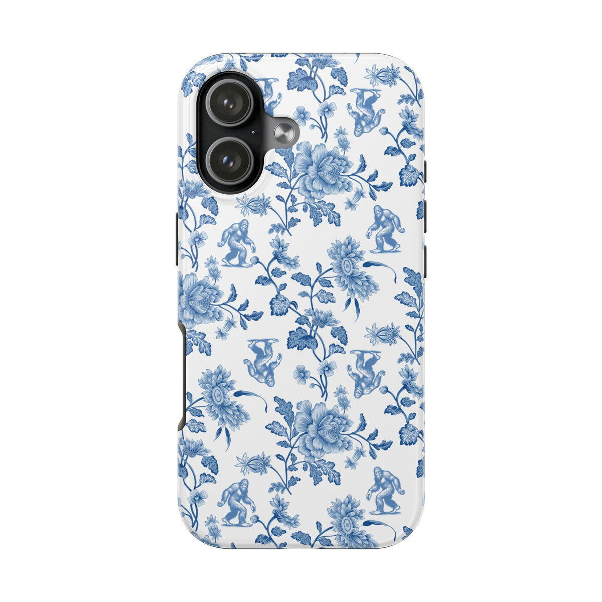 Bigfoot Floral Porcelain Tough Phone Case — Vintage Delft Pattern Protective Phone Case