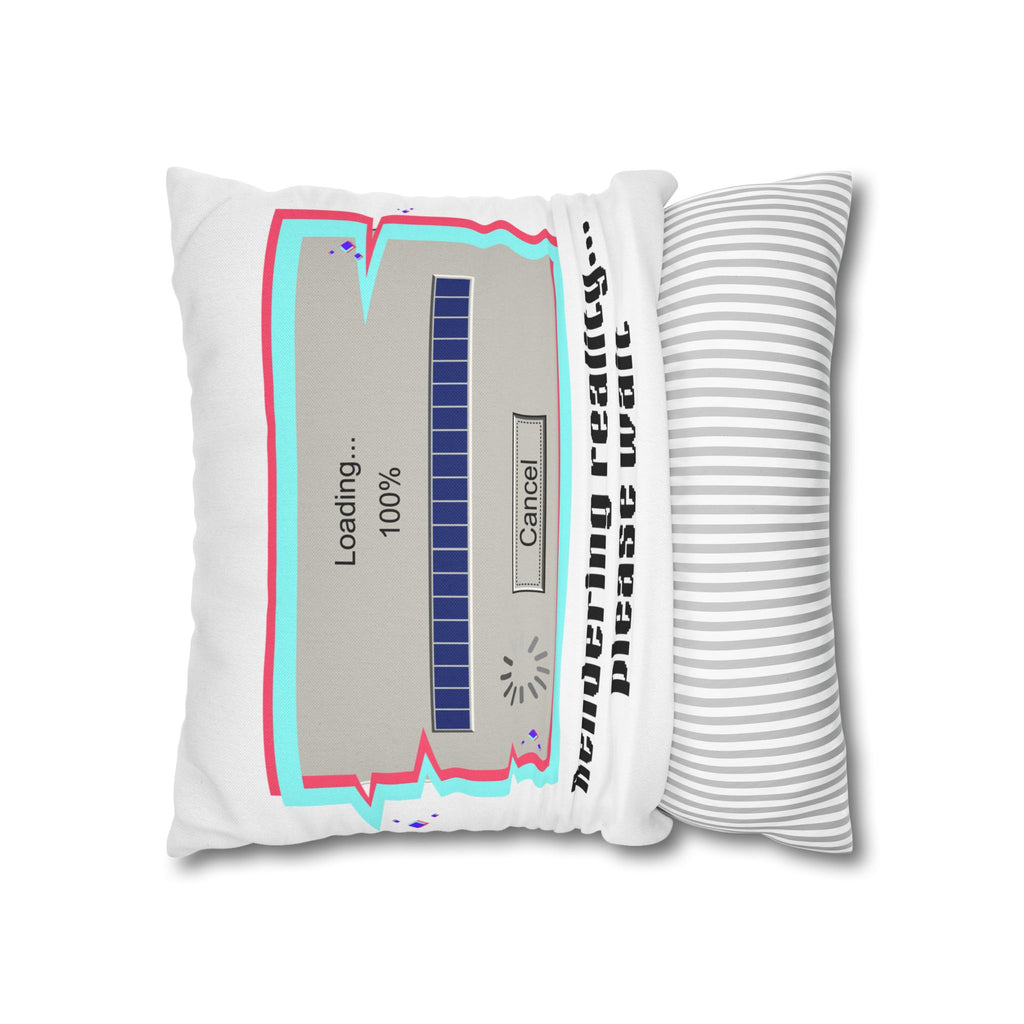Square Pillowcase — "Rendering Reality... Please Wait" Retro Loading Bar Decorative Pillowcase