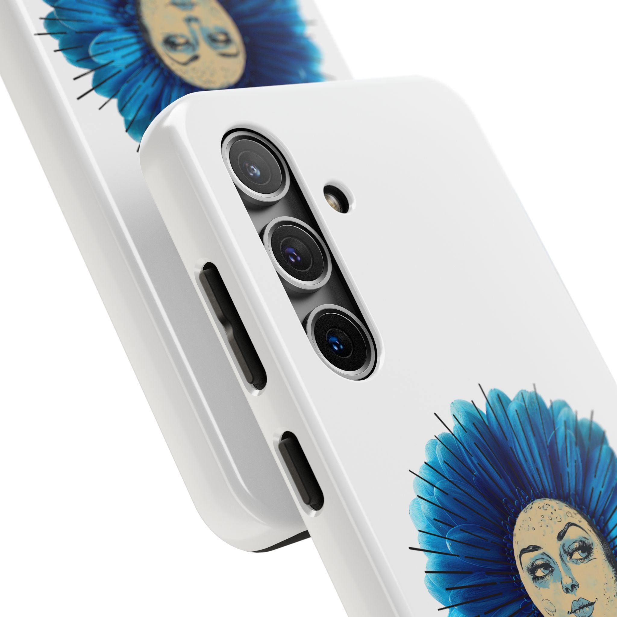 Tough Phone Case — Blue flower Face Protective Phone Cover