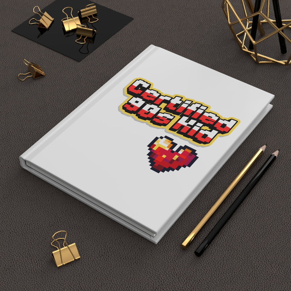 Certified 90s Kid Hardcover Journal — Retro Pixel Heart Notebook