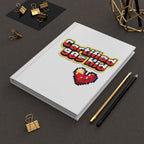 Certified 90s Kid Hardcover Journal — Retro Pixel Heart Notebook