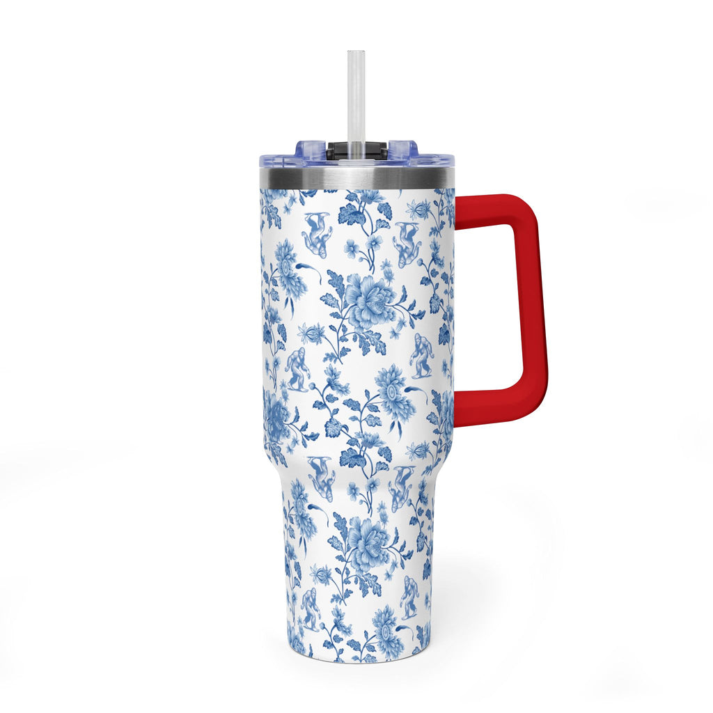 40oz Bigfoot Floral Vacuum Tumbler – Insulated Travel Mug with Straw