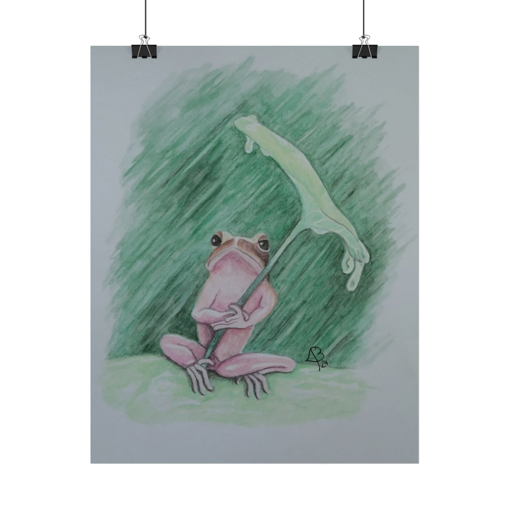 Whimsical Pink Frog Art Print for Nursery & Nature Lovers