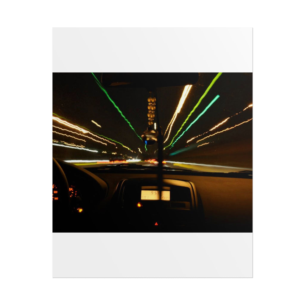 Night Drive Light Trails Poster - Rolled Wall Art
