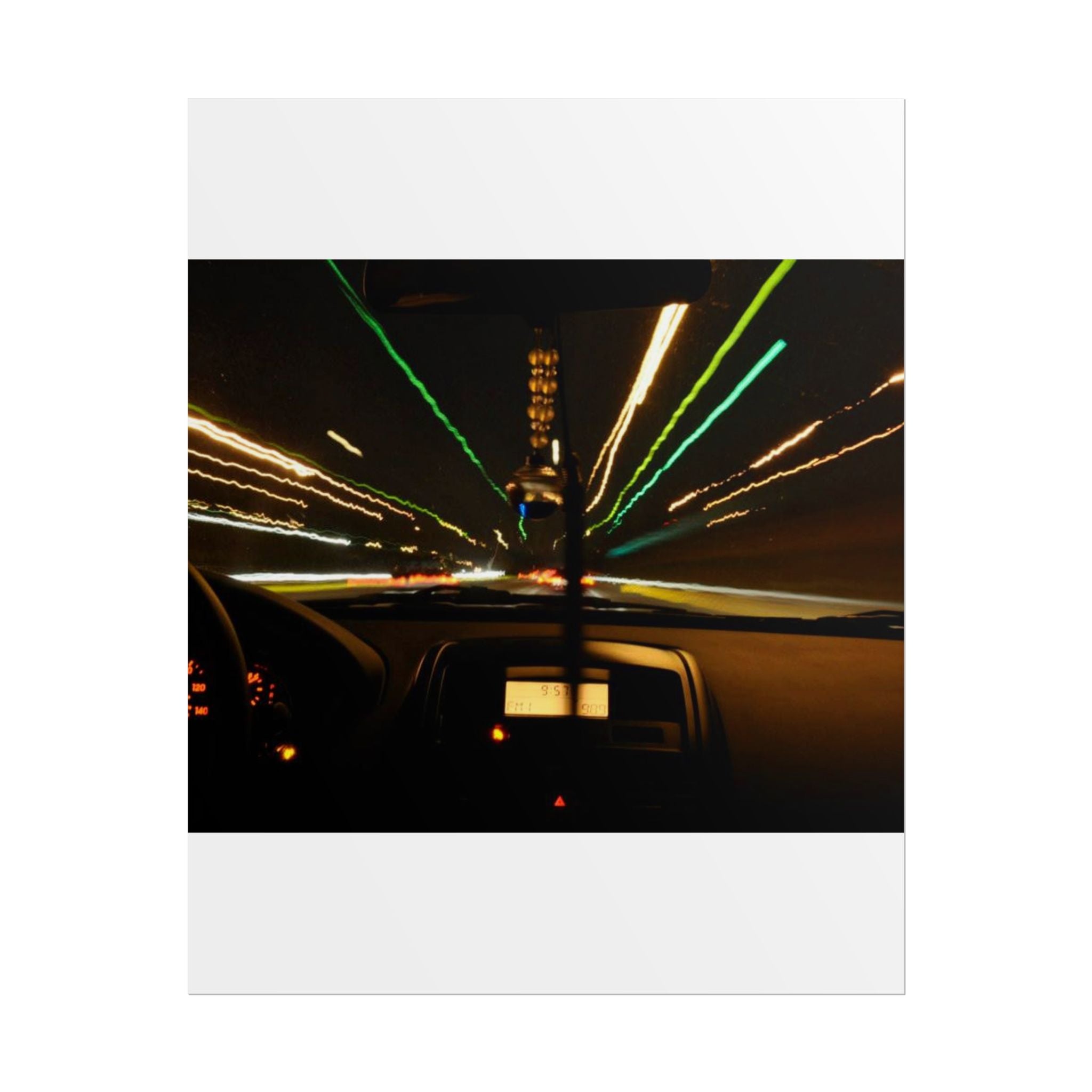 Night Drive Light Trails Poster - Rolled Wall Art