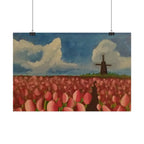 Rolled Poster — Tulip Field Landscape Print with Windmill