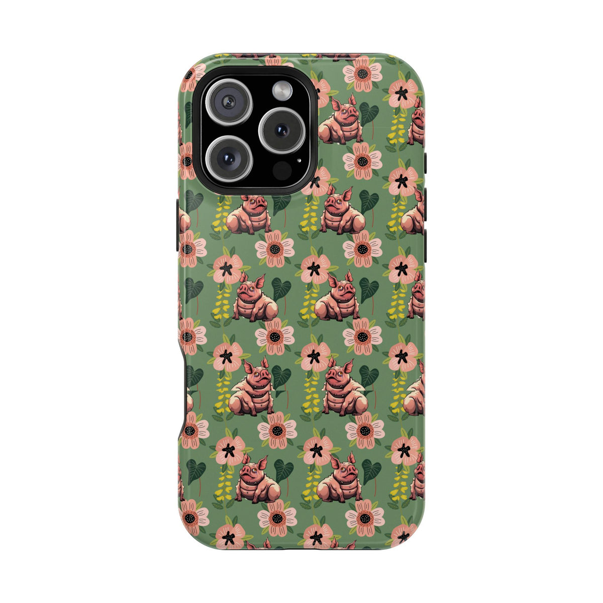 Floral Squonk Pattern Impact Phone Case — Protective iPhone Cover with Pink Flowers