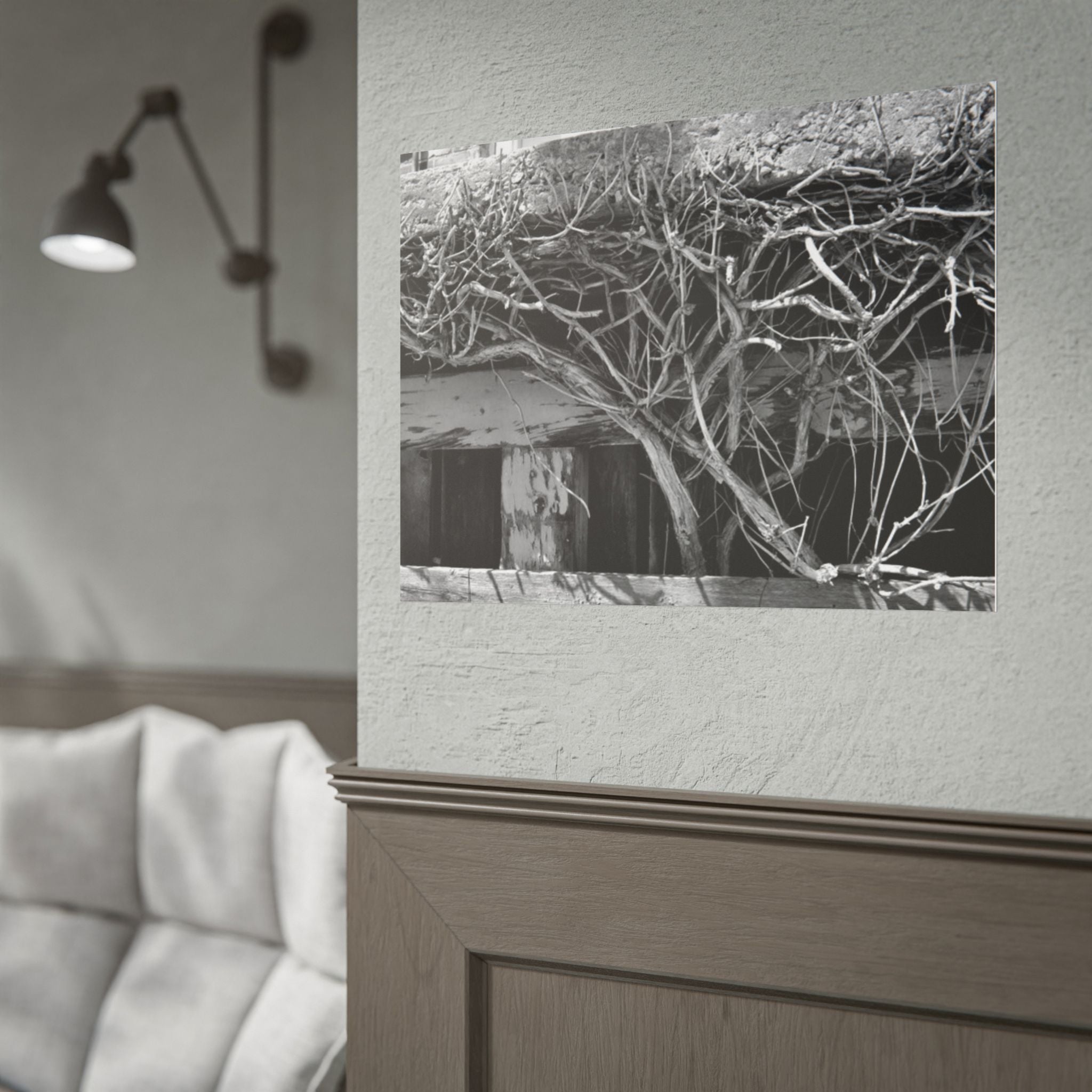 Black & White Rustic Vine Photography Poster — Rolled Wall Art