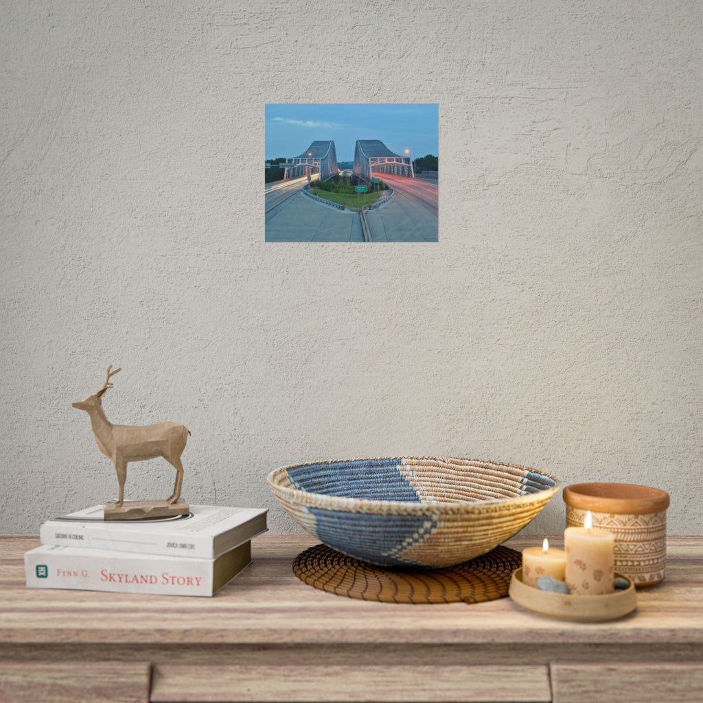 Twilight Bridge Rolled Poster — Long-Exposure Cityscape Wall Art