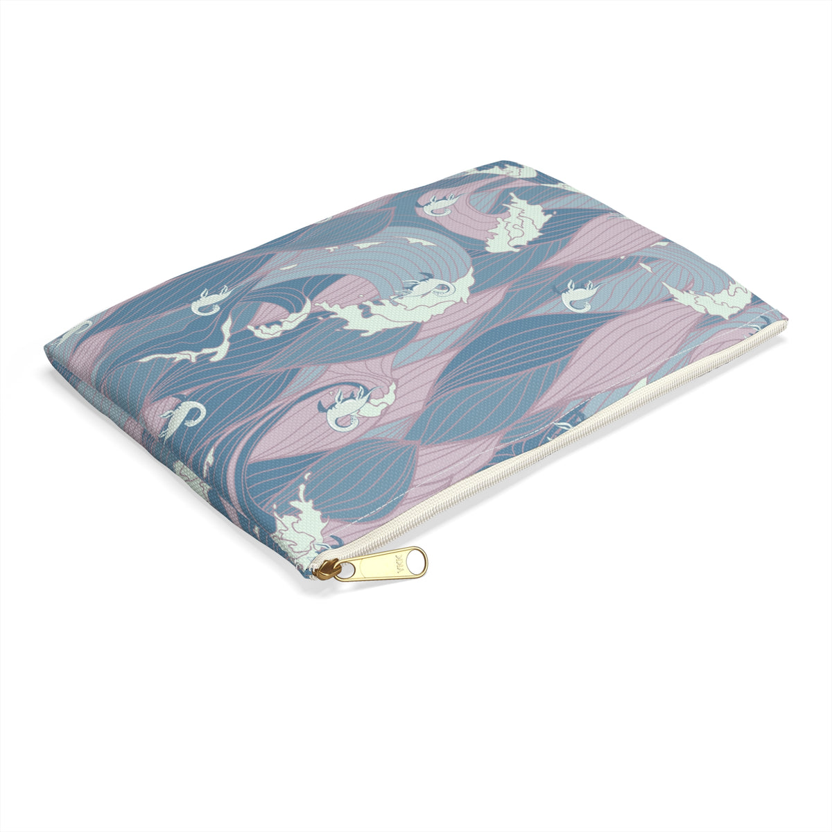 Nessie Waves Pattern Accessory Pouch — Pastel Ocean Waves Makeup Bag