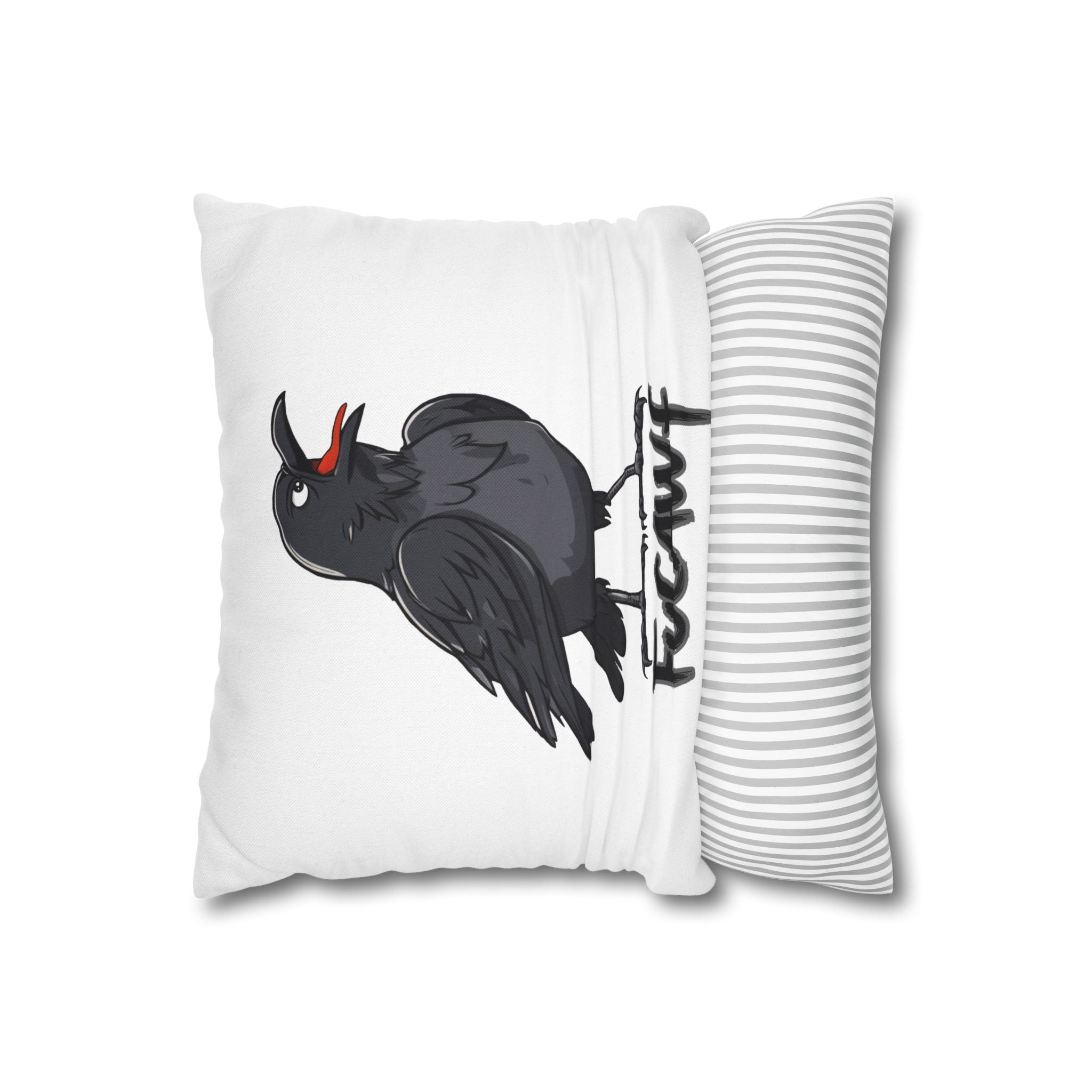 Crow Cartoon Pillowcase — "Fucawf" Raven Decorative Throw Pillow