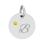 Personalize it!  Birthstone Circle Charm — Engraved Initial Pendant