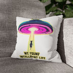 Throw Pillow — "Finally We Found Intelligent Life" UFO Cat Abduction