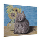 Cat with Sunflowers Poster — Rolled Art Print