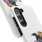 'Surreal' Tough Phone Case — Protective Phone Cover with Raven and Bouquet Design