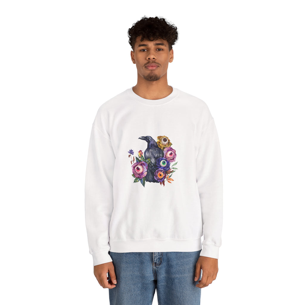 Surreal Raven & Wildflowers Crewneck Sweatshirt