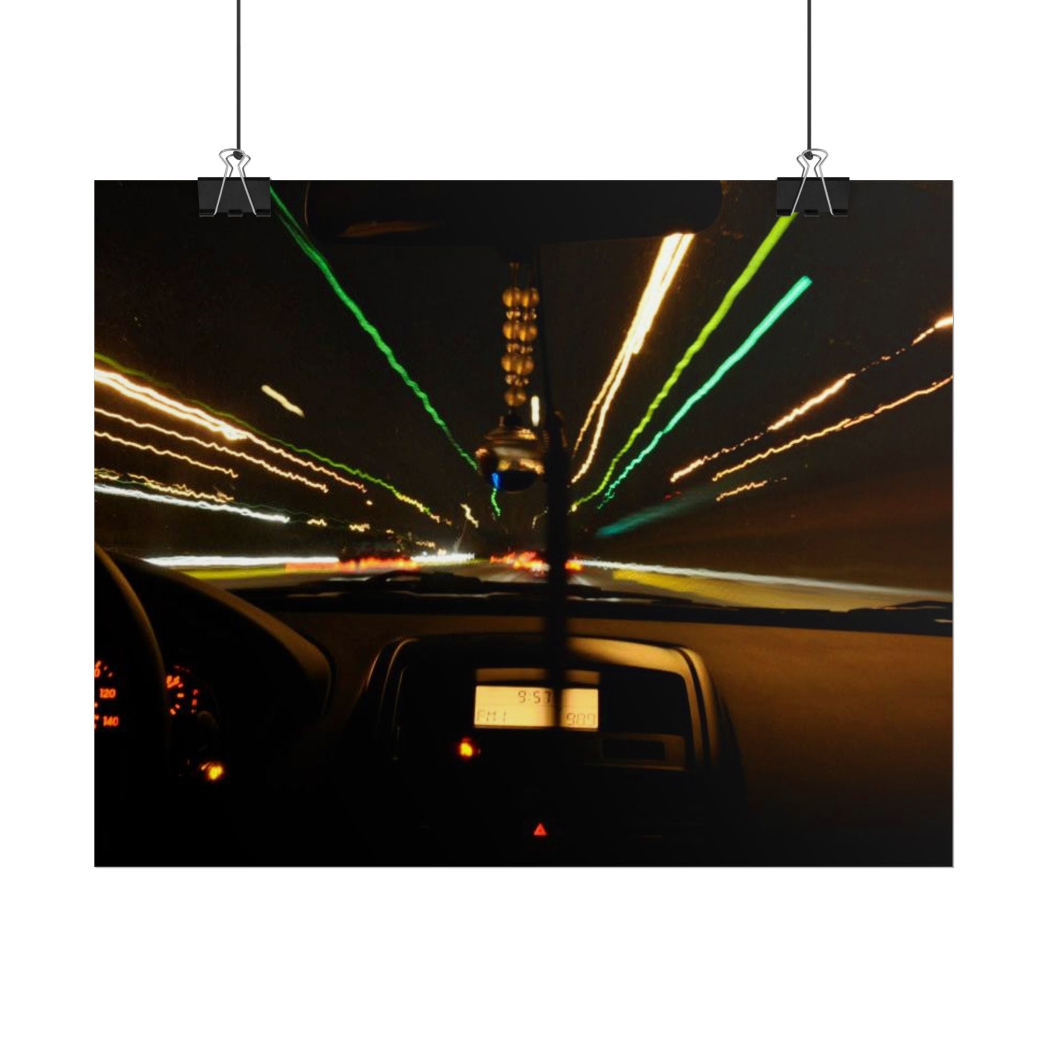 Night Drive Light Trails Poster - Rolled Wall Art