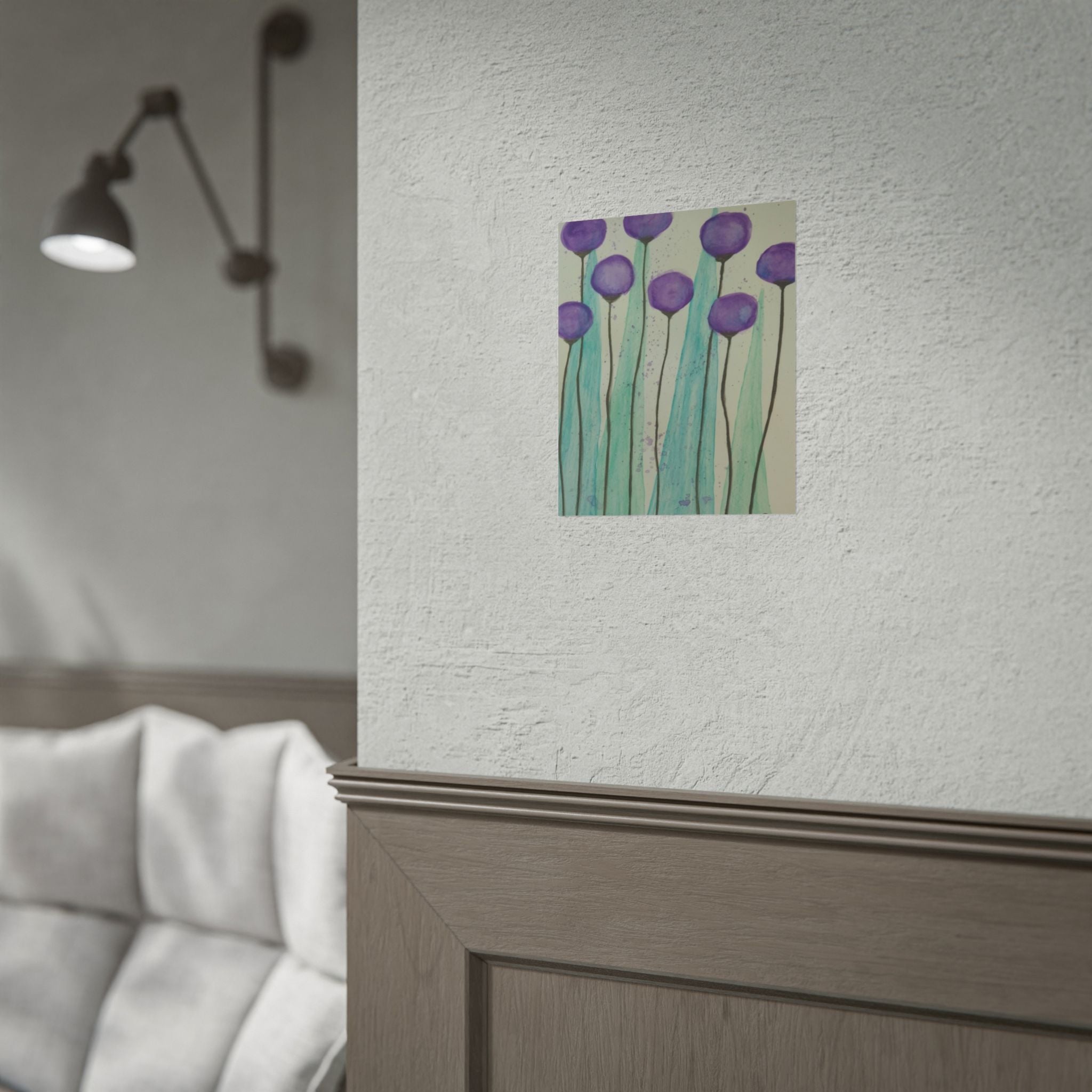 Rolled Poster - Purple Watercolor Floral Stems Art Print