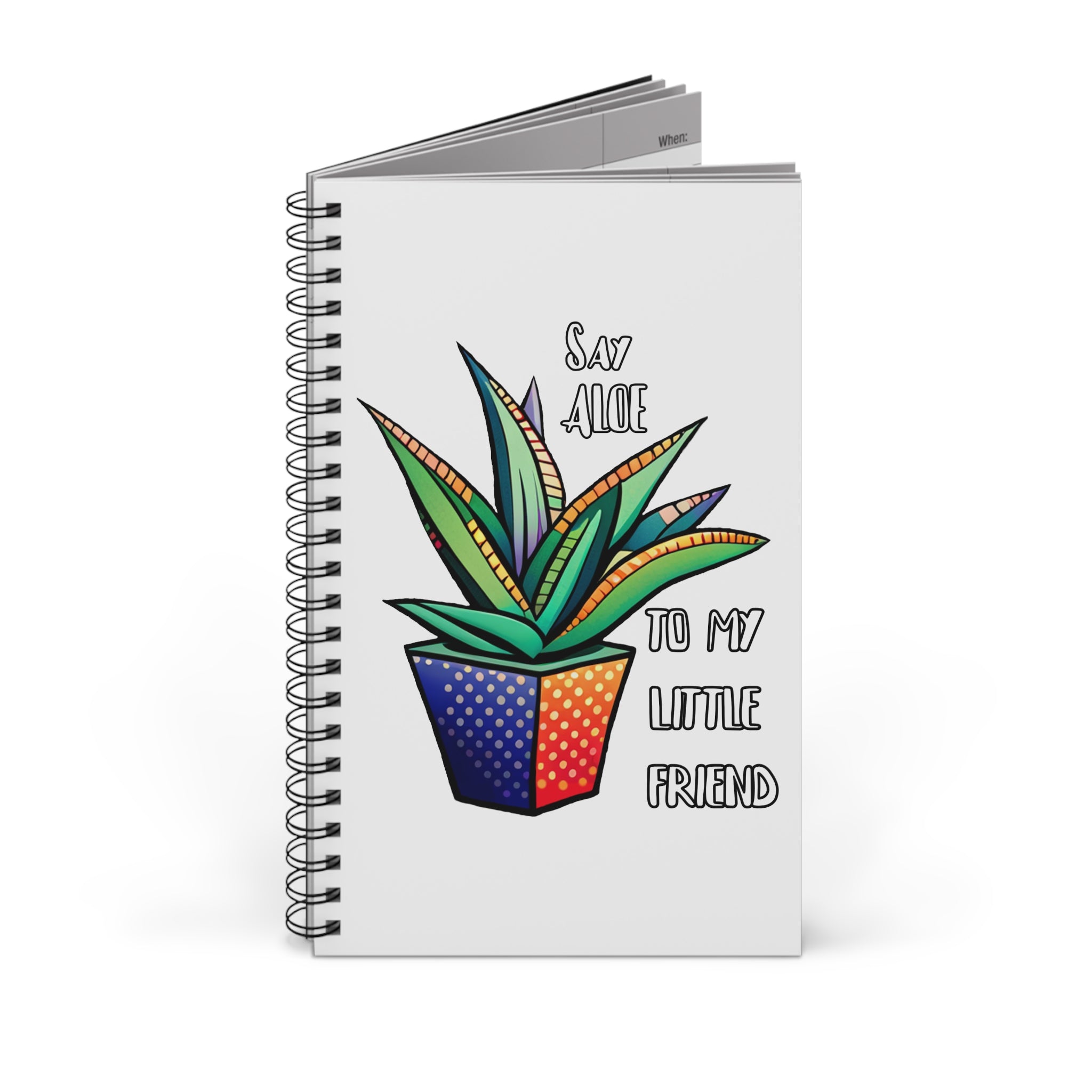 Aloe Plant Spiral Journal — “Say Aloe to My Little Friend” Cute Botanical Notebook
