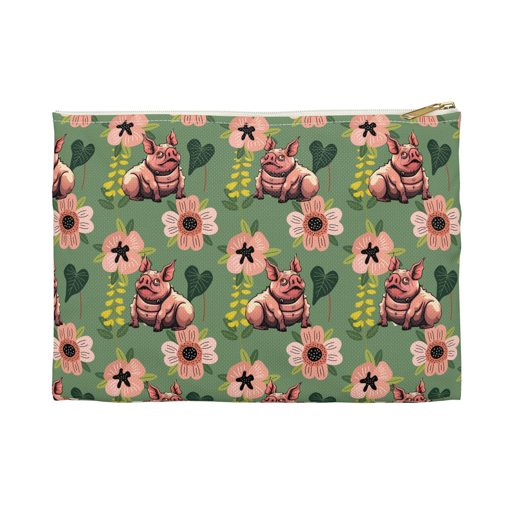 Floral Squonk Accessory Pouch — Cute Cryptid Makeup & Travel Zipper Bag