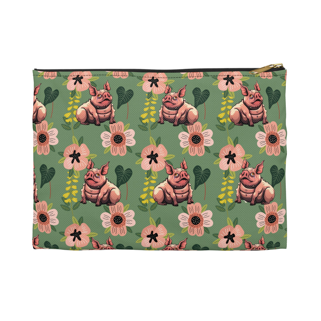 Floral Squonk Accessory Pouch — Cute Cryptid Makeup & Travel Zipper Bag