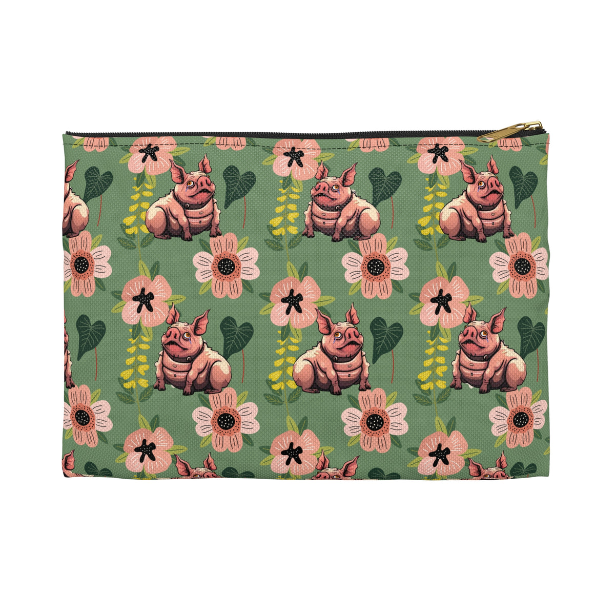 Floral Squonk Accessory Pouch — Cute Cryptid Makeup & Travel Zipper Bag