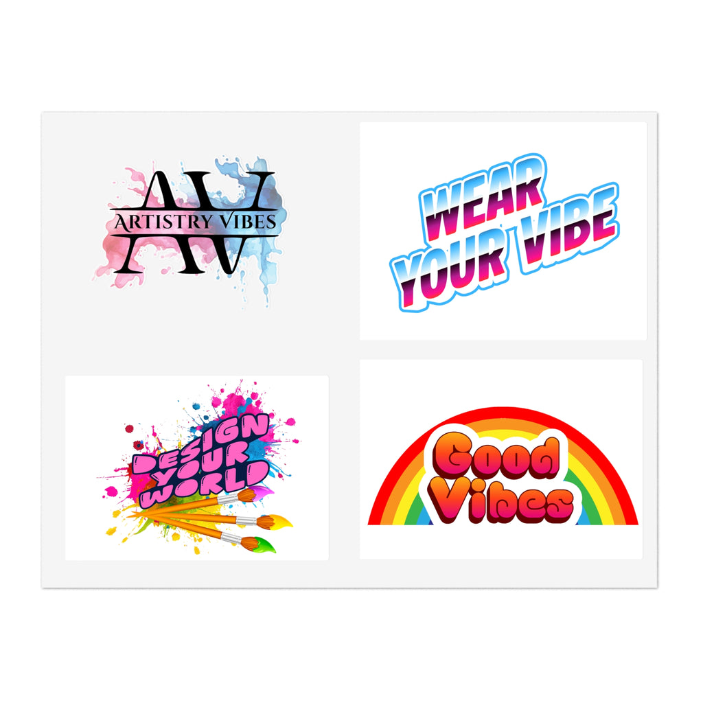 Vibrant Vibes Sticker Sheet – Artistry, Good Vibes & Wear Your Vibe Decals
