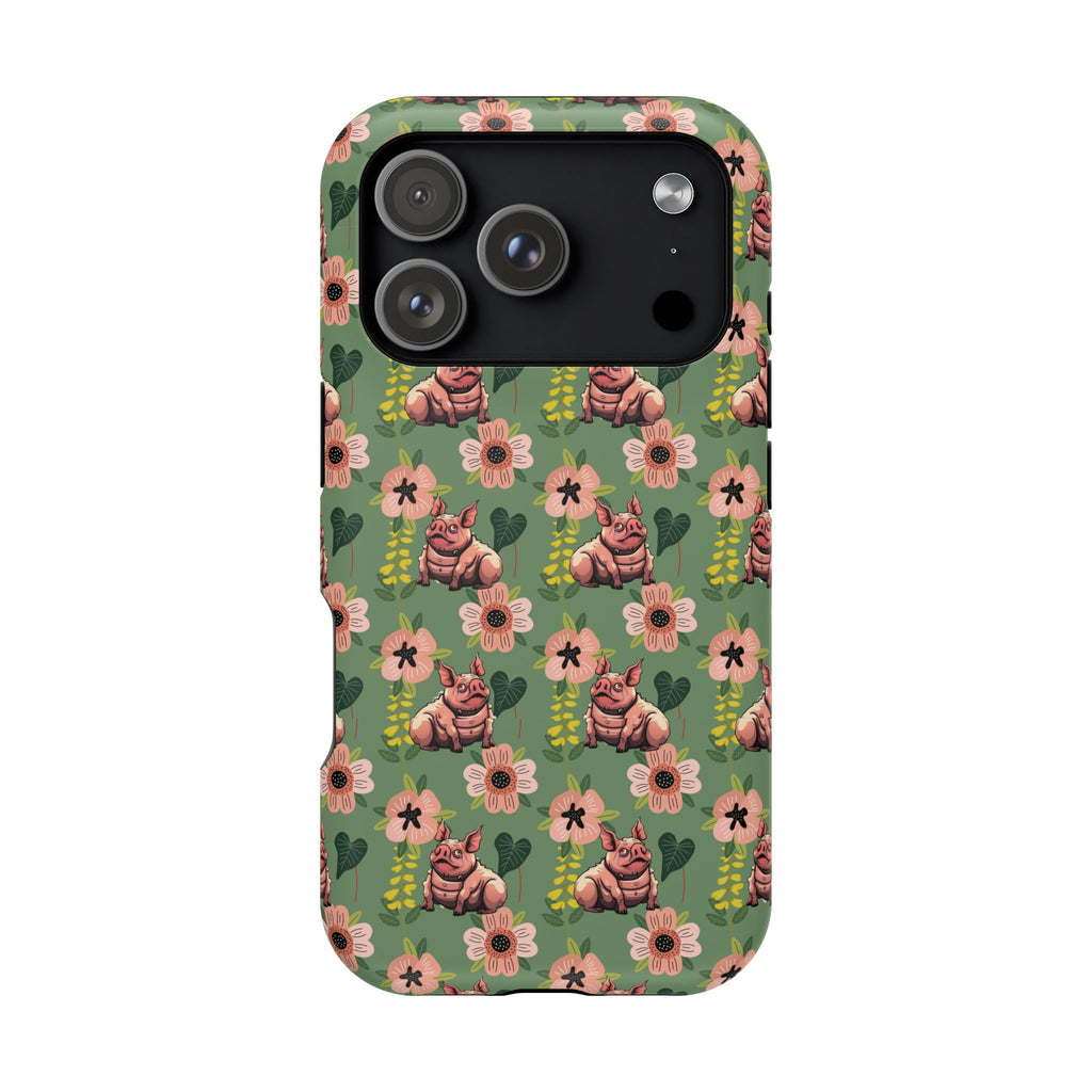 Floral Squonk Pattern Impact Phone Case — Protective iPhone Cover with Pink Flowers