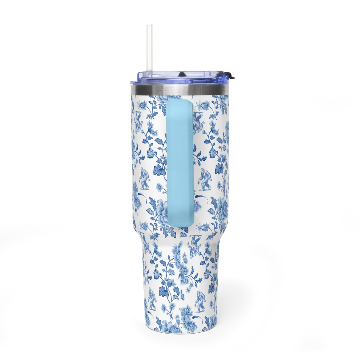 40oz Bigfoot Floral Vacuum Tumbler – Insulated Travel Mug with Straw