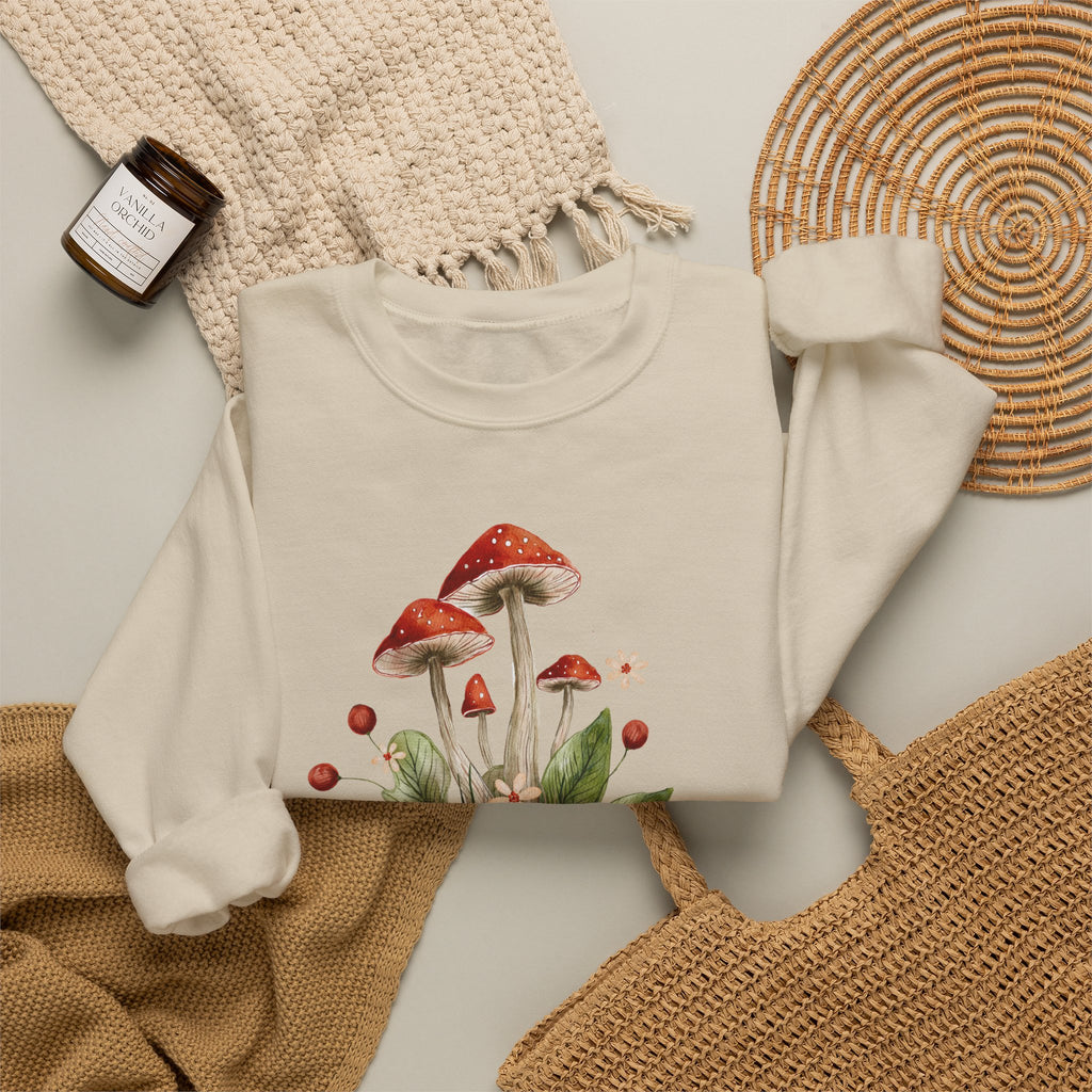 Mushroom Head Art Sweatshirt — Surreal Botanical Crewneck