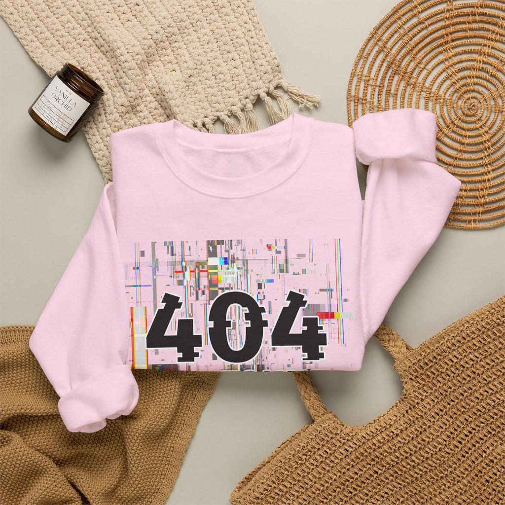 404 Not Found Crewneck Sweatshirt — Glitch Tech Graphic Pullover