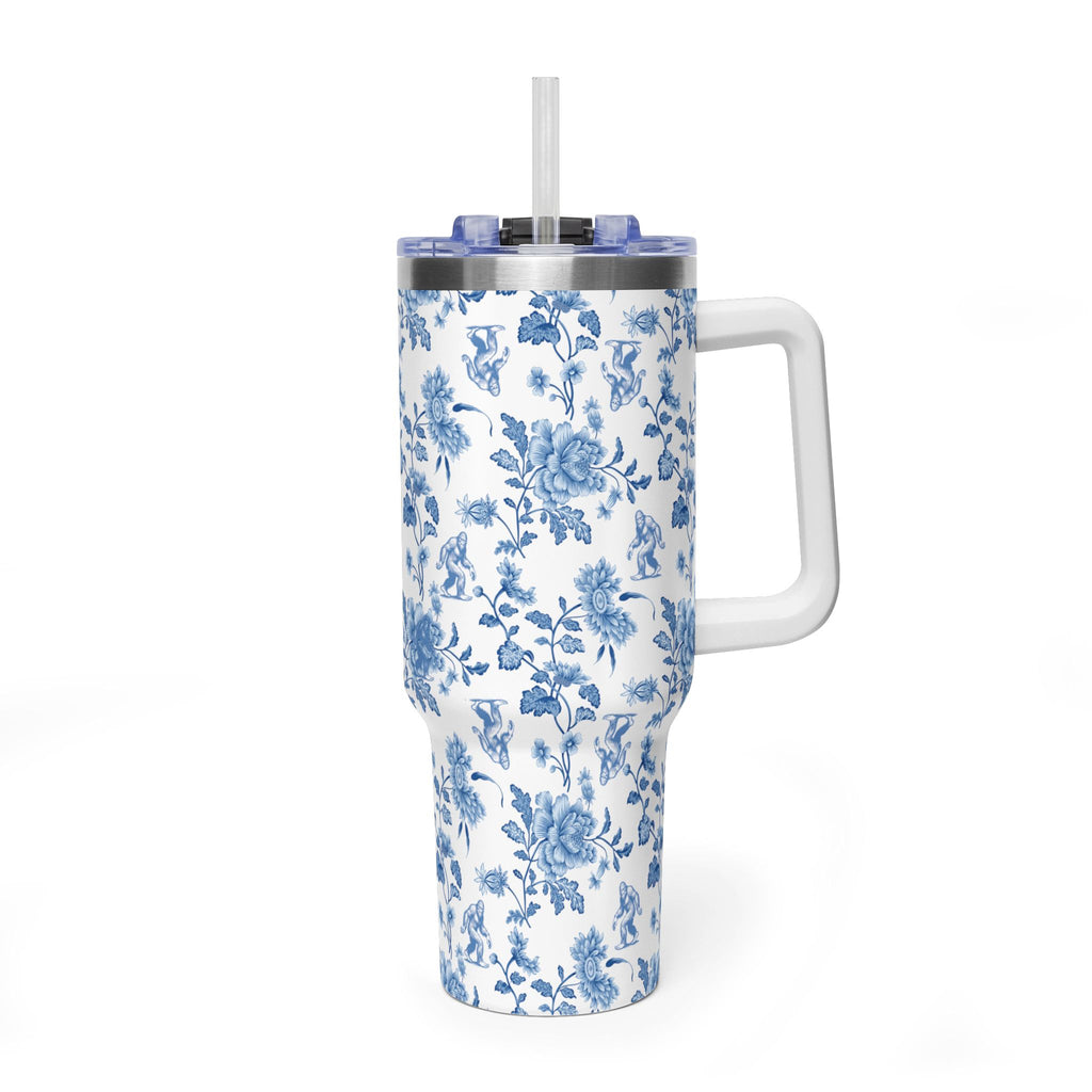 40oz Bigfoot Floral Vacuum Tumbler – Insulated Travel Mug with Straw